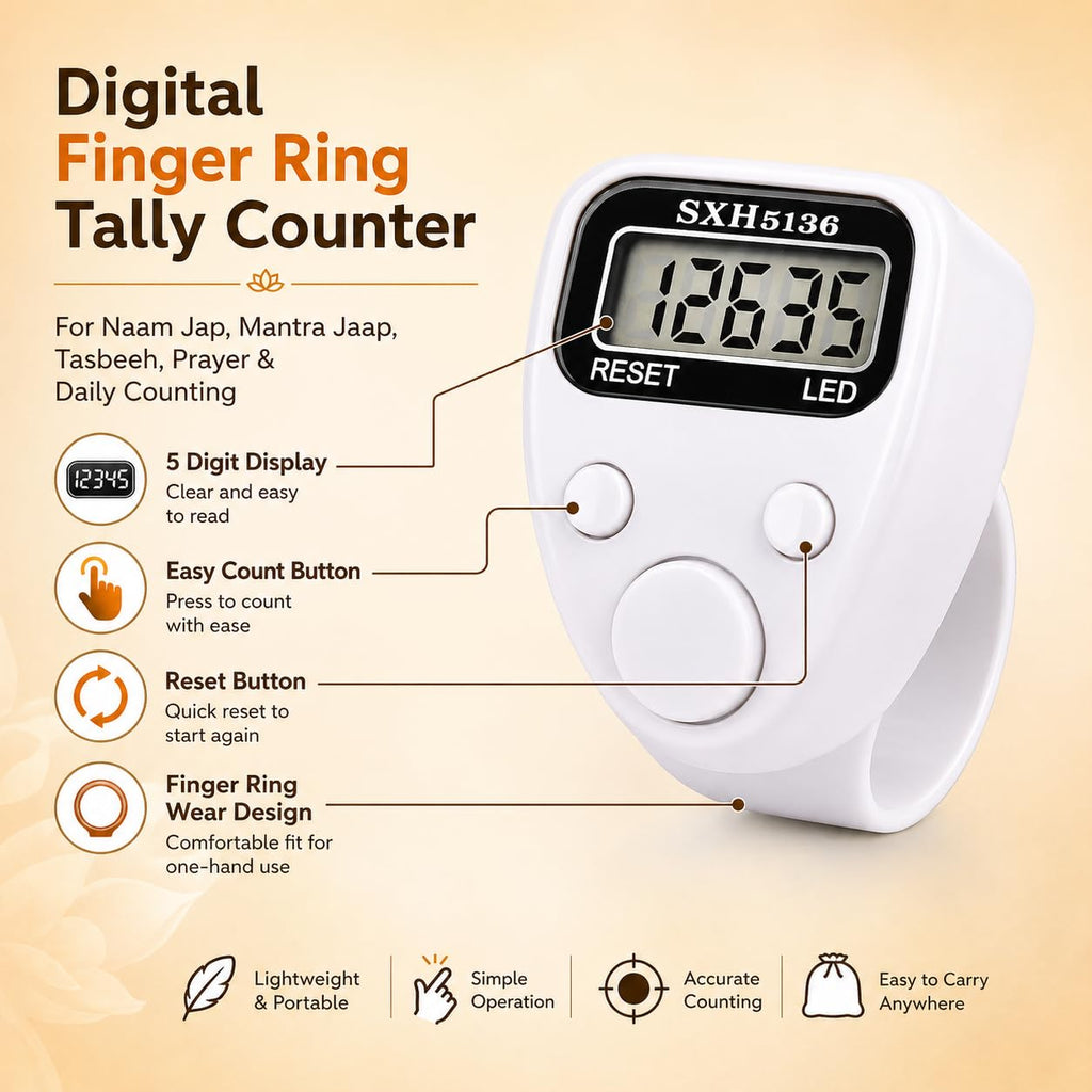 Digital Finger Ring Tally Counter – Electronic Hand Counter for Mantra Jap, Cricket Umpire, Vehicles, Visitors & Counting | 5-Digit LED Display | Portable Multi-Use Tally Machine (2 Pair)