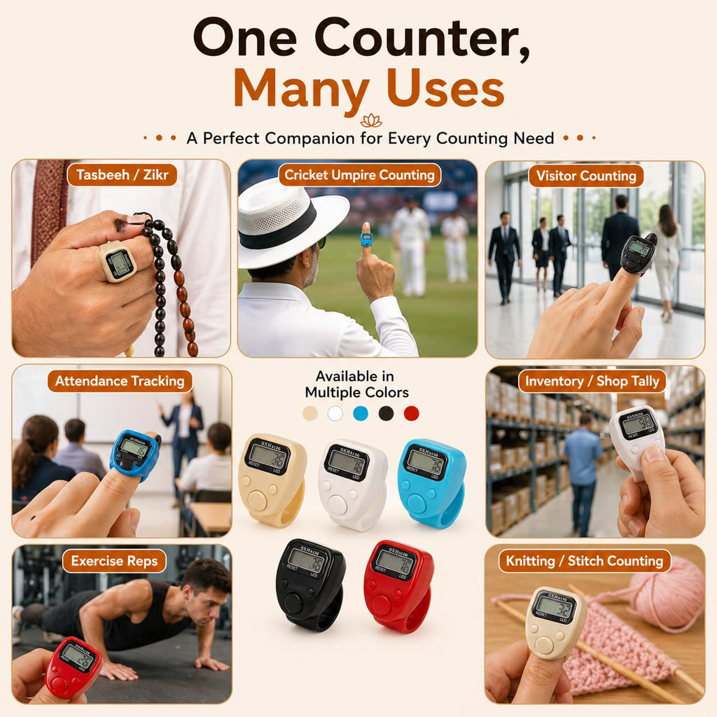 Digital Finger Ring Tally Counter – Electronic Hand Counter for Mantra Jap, Cricket Umpire, Vehicles, Visitors & Counting | 5-Digit LED Display | Portable Multi-Use Tally Machine (2 Pair)