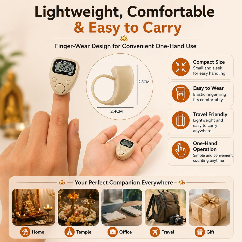 Digital Finger Ring Tally Counter – Electronic Hand Counter for Mantra Jap, Cricket Umpire, Vehicles, Visitors & Counting | 5-Digit LED Display | Portable Multi-Use Tally Machine (2 Pair)